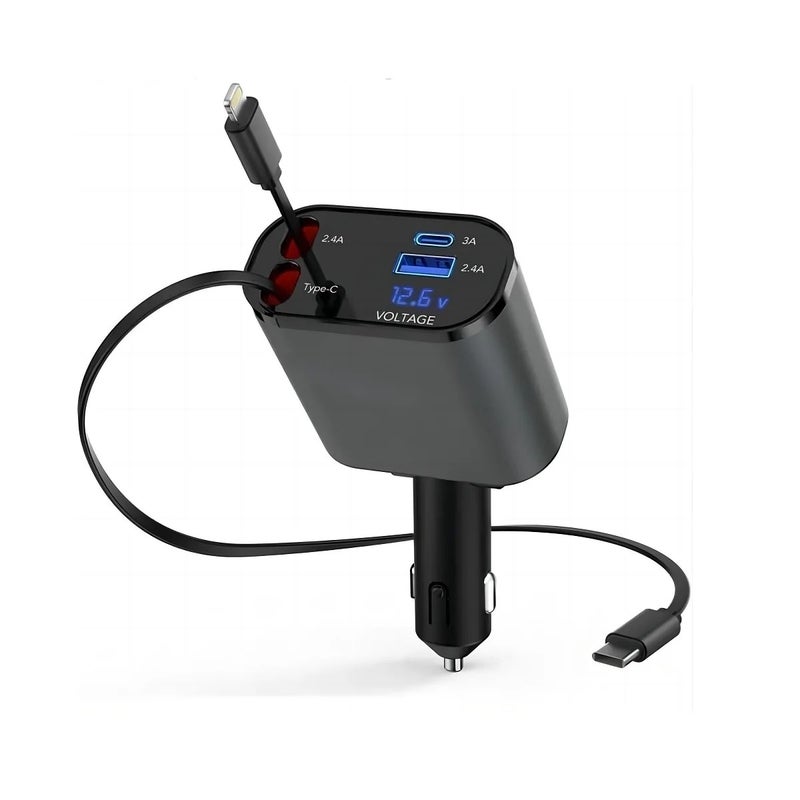 Y&D 66W+20W PD Fast Car Charger with Lightning & Android Cable, Dual USB Ports Quick Charge Universal Automobile Charger for Smartphones - Image 1